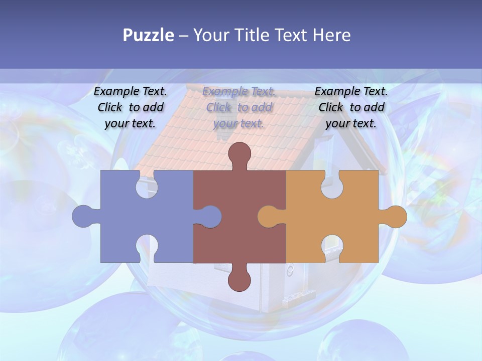 A House Surrounded By Bubbles With A Blue Sky In The Background PowerPoint Template
