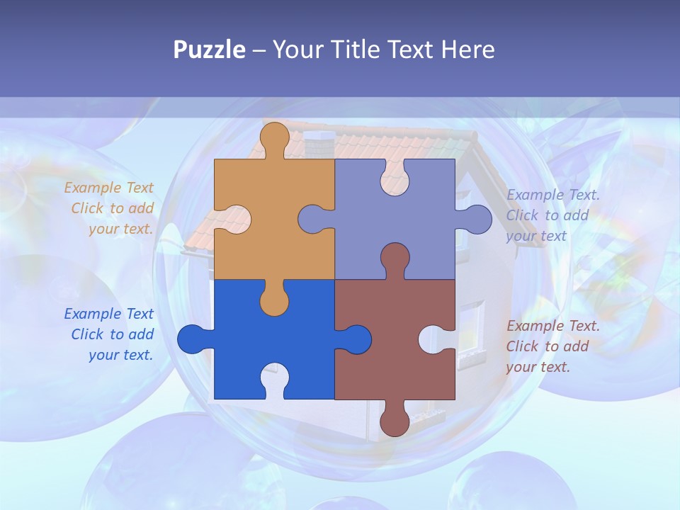 A House Surrounded By Bubbles With A Blue Sky In The Background PowerPoint Template