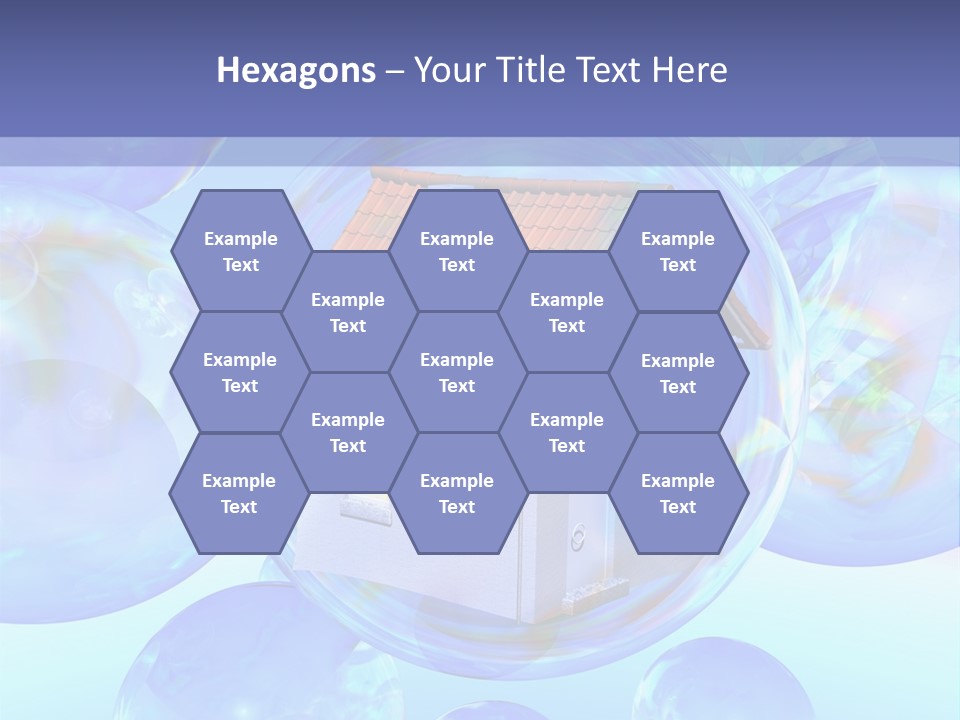 A House Surrounded By Bubbles With A Blue Sky In The Background PowerPoint Template