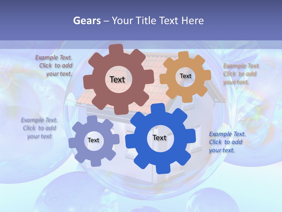 A House Surrounded By Bubbles With A Blue Sky In The Background PowerPoint Template