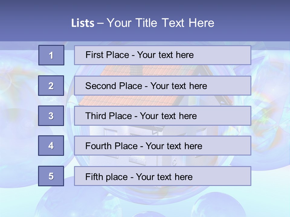 A House Surrounded By Bubbles With A Blue Sky In The Background PowerPoint Template