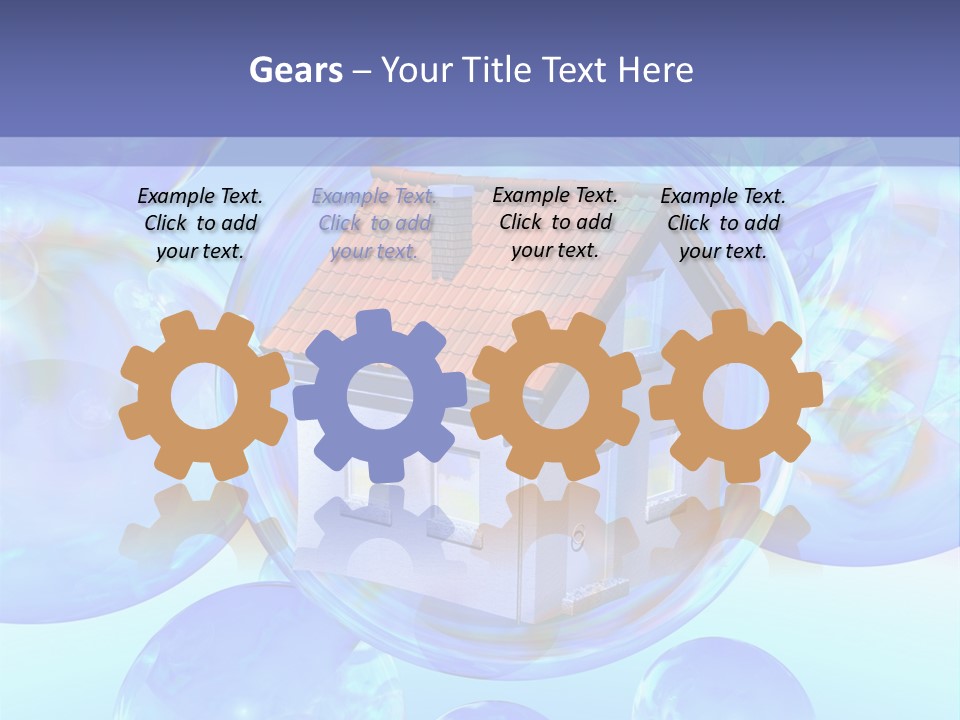 A House Surrounded By Bubbles With A Blue Sky In The Background PowerPoint Template