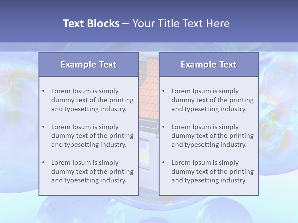 A House Surrounded By Bubbles With A Blue Sky In The Background PowerPoint Template