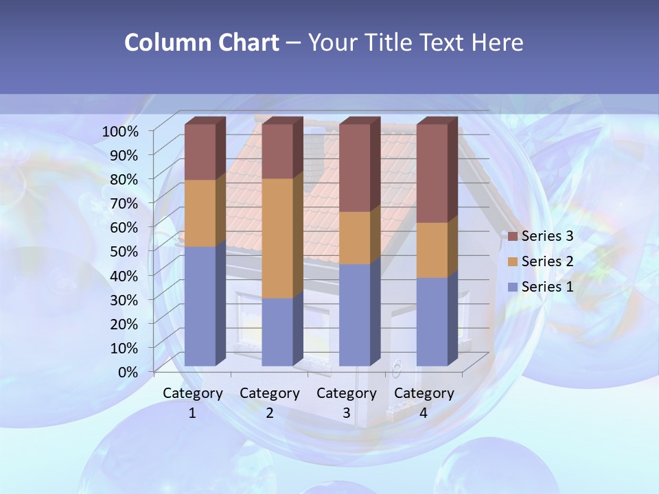 A House Surrounded By Bubbles With A Blue Sky In The Background PowerPoint Template