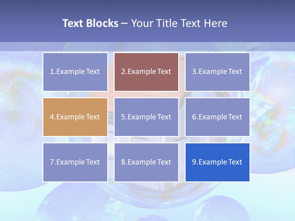 A House Surrounded By Bubbles With A Blue Sky In The Background PowerPoint Template