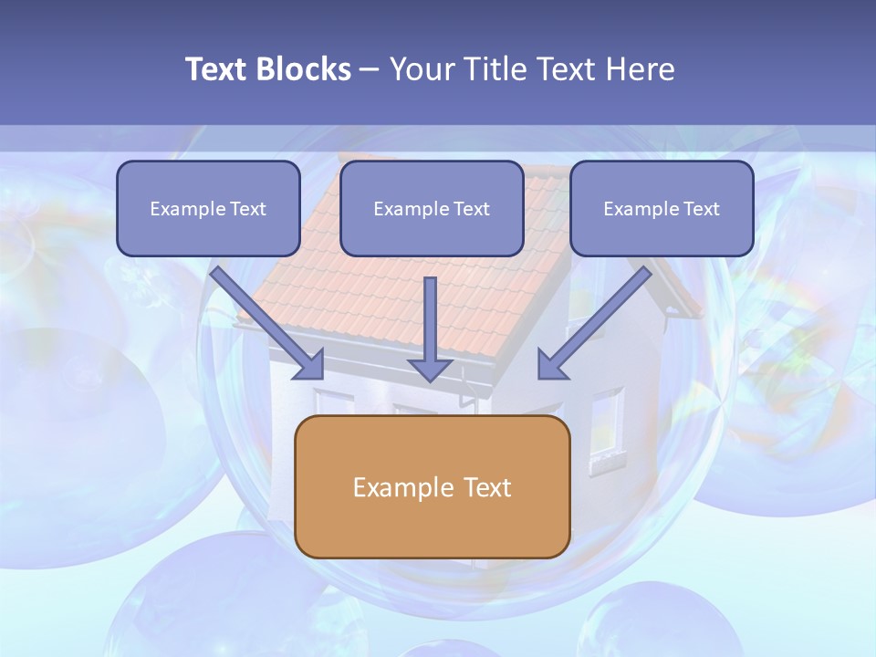 A House Surrounded By Bubbles With A Blue Sky In The Background PowerPoint Template