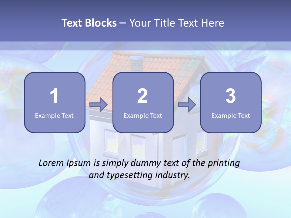 A House Surrounded By Bubbles With A Blue Sky In The Background PowerPoint Template