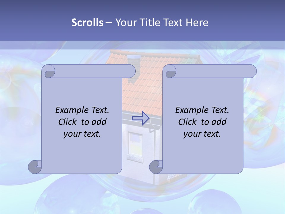 A House Surrounded By Bubbles With A Blue Sky In The Background PowerPoint Template