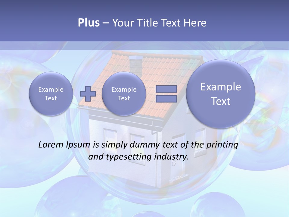 A House Surrounded By Bubbles With A Blue Sky In The Background PowerPoint Template