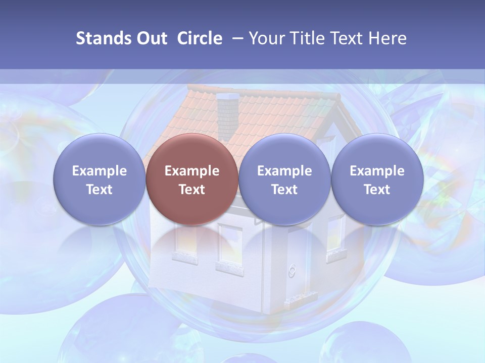 A House Surrounded By Bubbles With A Blue Sky In The Background PowerPoint Template
