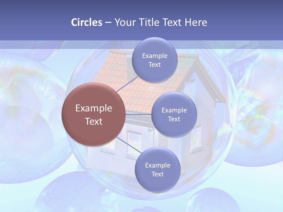 A House Surrounded By Bubbles With A Blue Sky In The Background PowerPoint Template