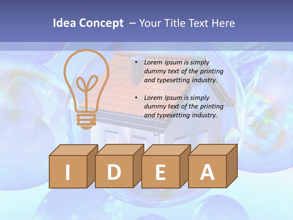 A House Surrounded By Bubbles With A Blue Sky In The Background PowerPoint Template