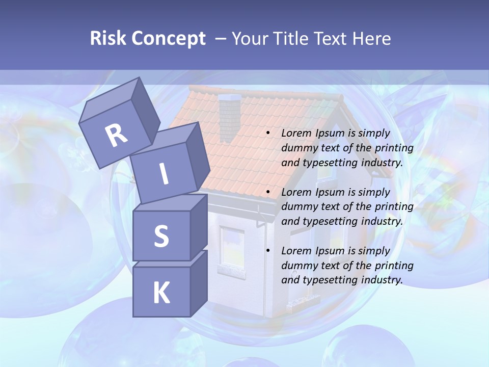 A House Surrounded By Bubbles With A Blue Sky In The Background PowerPoint Template