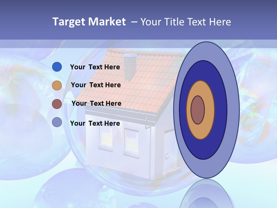 A House Surrounded By Bubbles With A Blue Sky In The Background PowerPoint Template