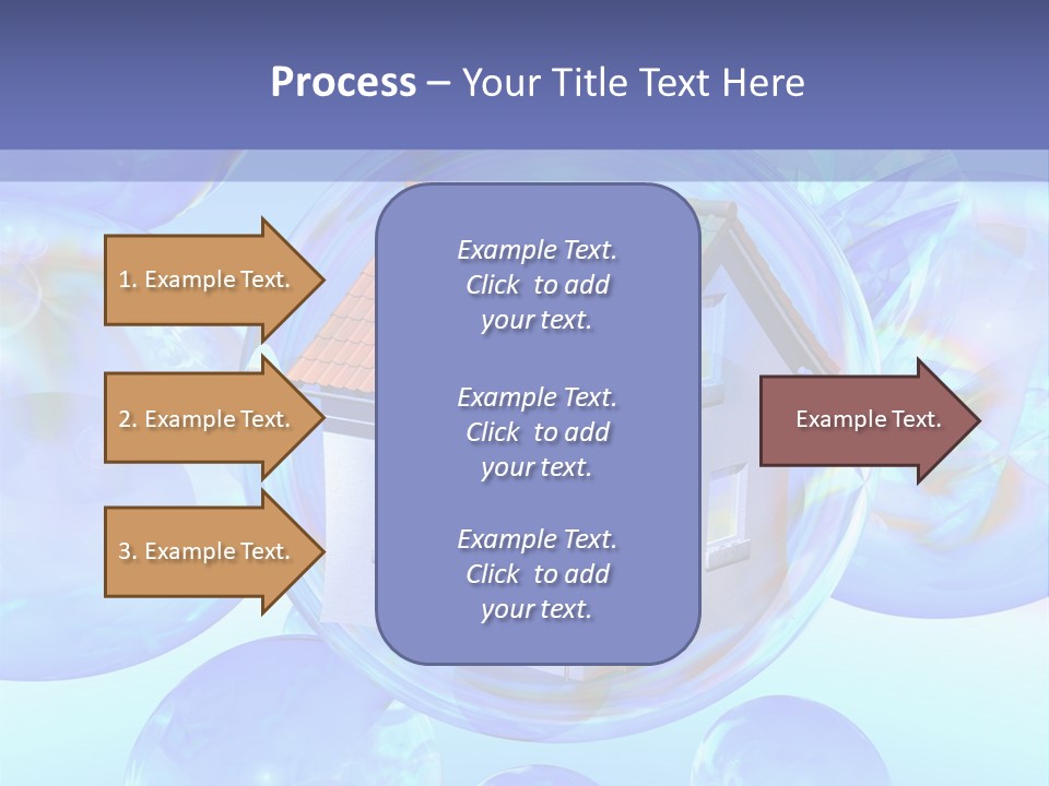 A House Surrounded By Bubbles With A Blue Sky In The Background PowerPoint Template