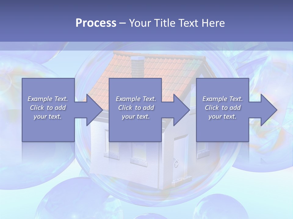 A House Surrounded By Bubbles With A Blue Sky In The Background PowerPoint Template