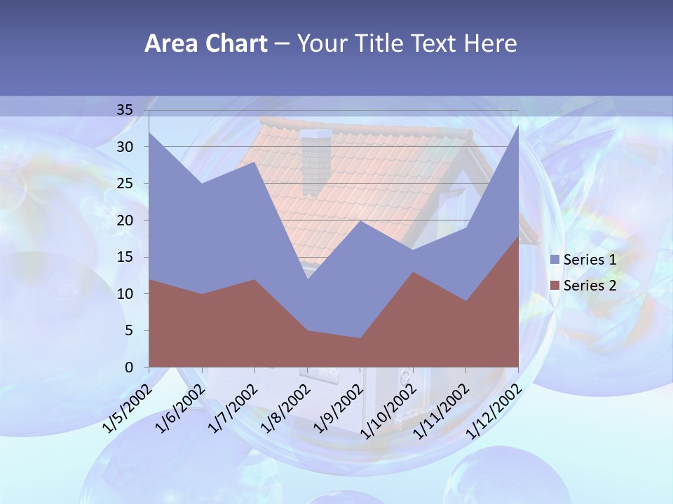 A House Surrounded By Bubbles With A Blue Sky In The Background PowerPoint Template