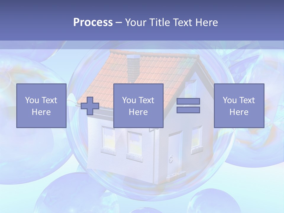 A House Surrounded By Bubbles With A Blue Sky In The Background PowerPoint Template