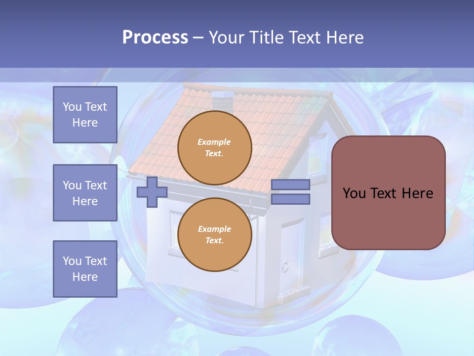 A House Surrounded By Bubbles With A Blue Sky In The Background PowerPoint Template