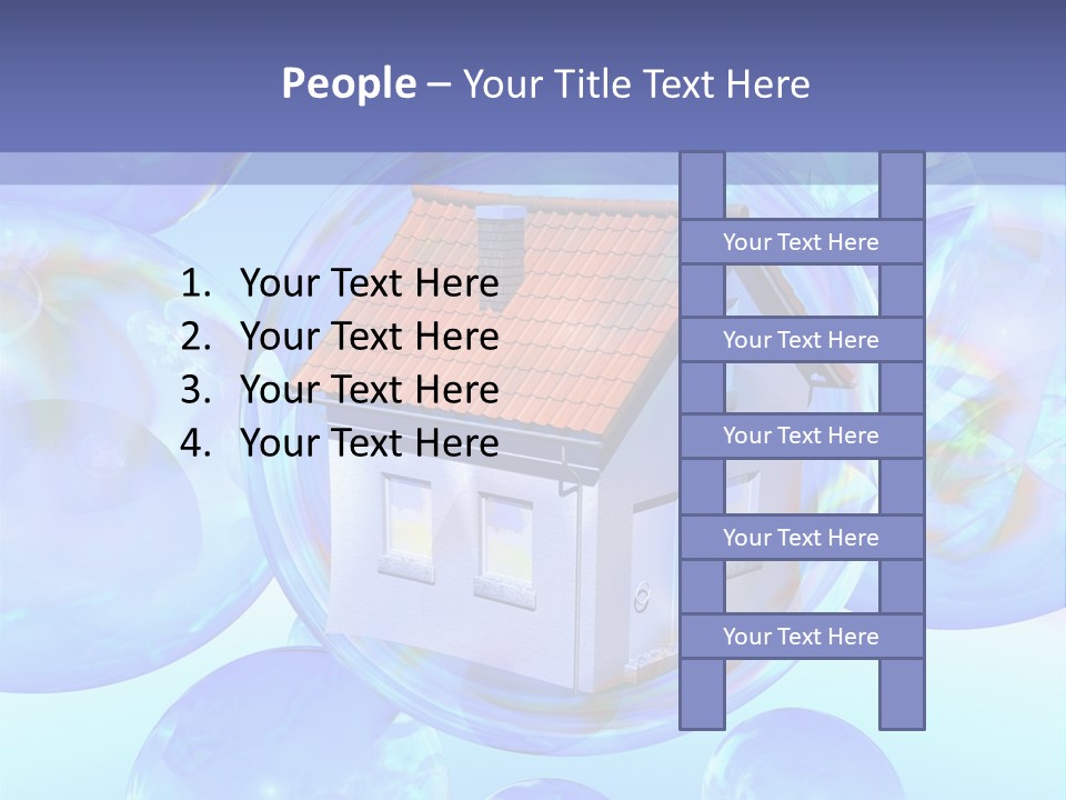 A House Surrounded By Bubbles With A Blue Sky In The Background PowerPoint Template