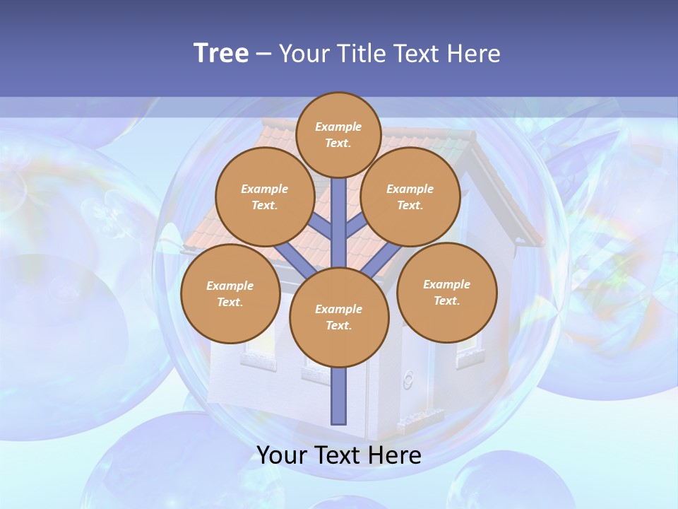 A House Surrounded By Bubbles With A Blue Sky In The Background PowerPoint Template