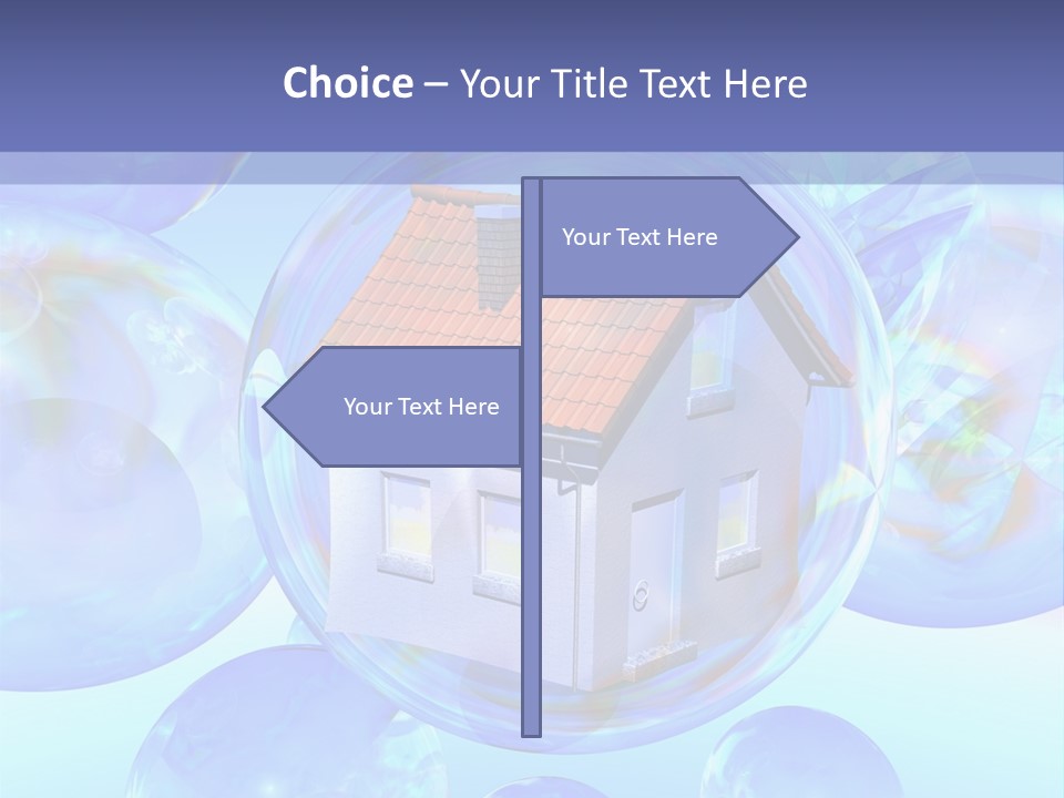 A House Surrounded By Bubbles With A Blue Sky In The Background PowerPoint Template