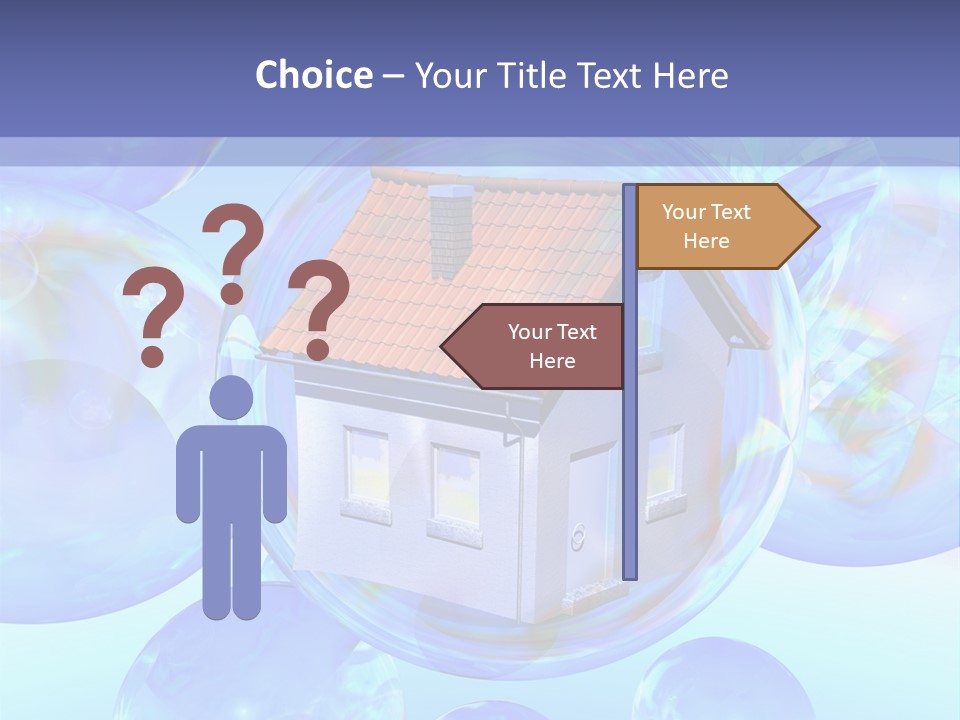A House Surrounded By Bubbles With A Blue Sky In The Background PowerPoint Template
