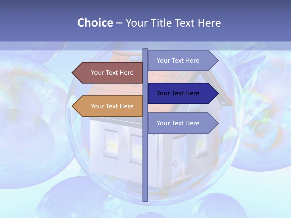 A House Surrounded By Bubbles With A Blue Sky In The Background PowerPoint Template
