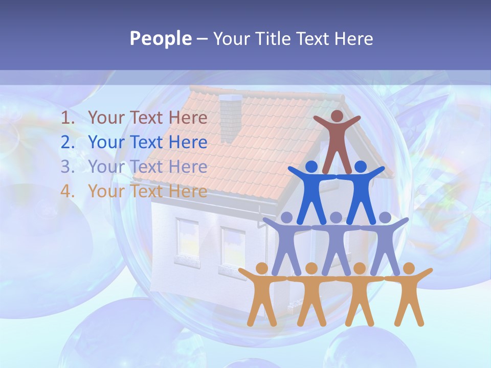 A House Surrounded By Bubbles With A Blue Sky In The Background PowerPoint Template