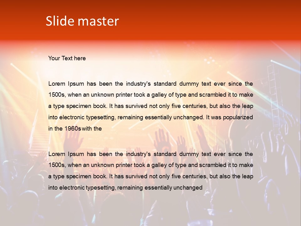 A Crowd Of People At A Concert With Their Hands Up PowerPoint Template