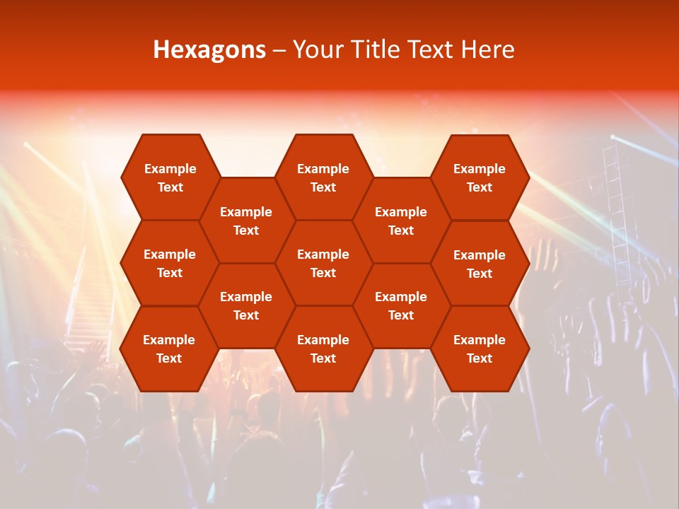 A Crowd Of People At A Concert With Their Hands Up PowerPoint Template