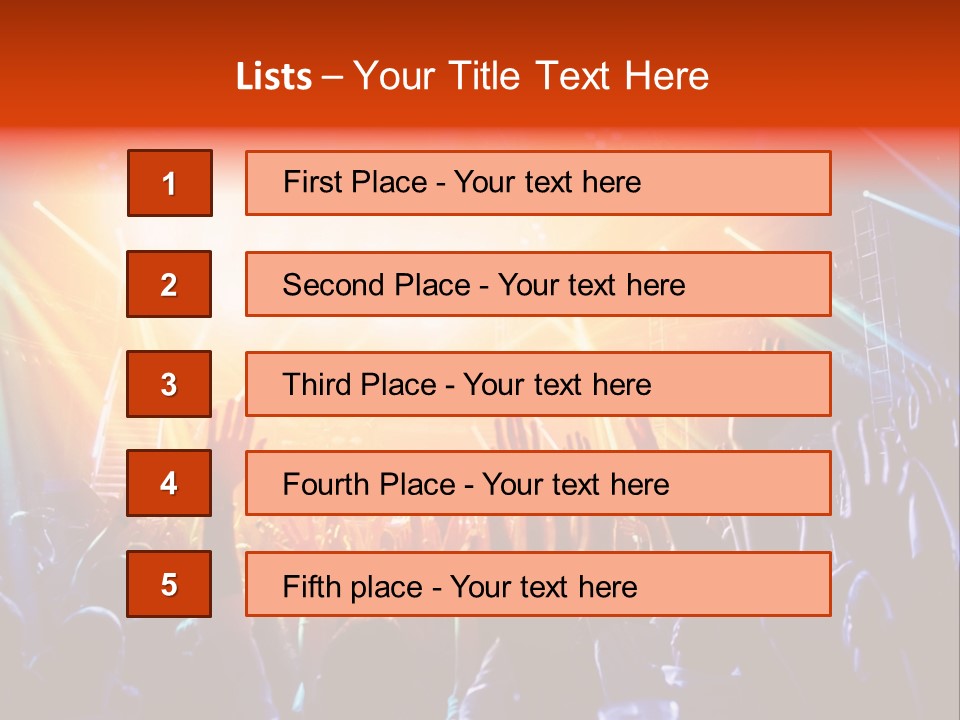 A Crowd Of People At A Concert With Their Hands Up PowerPoint Template