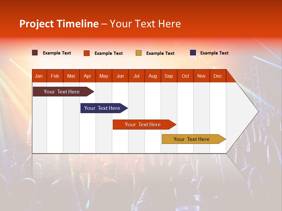 A Crowd Of People At A Concert With Their Hands Up PowerPoint Template