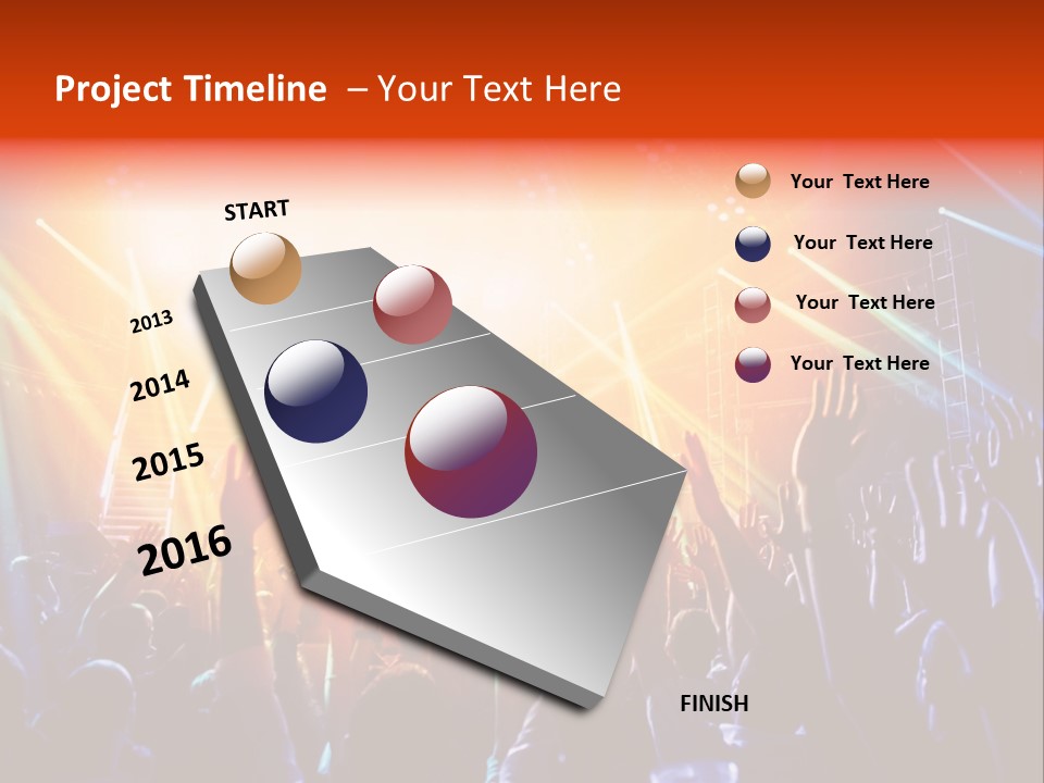 A Crowd Of People At A Concert With Their Hands Up PowerPoint Template