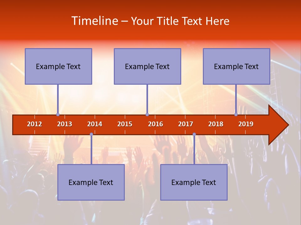 A Crowd Of People At A Concert With Their Hands Up PowerPoint Template
