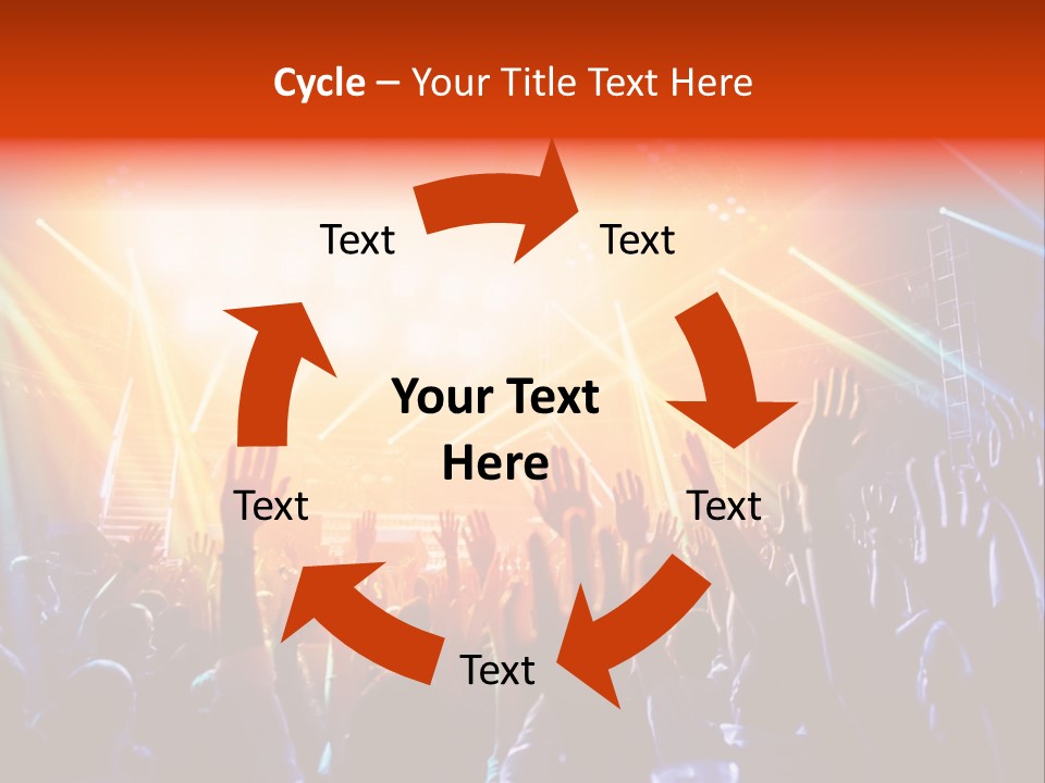 A Crowd Of People At A Concert With Their Hands Up PowerPoint Template