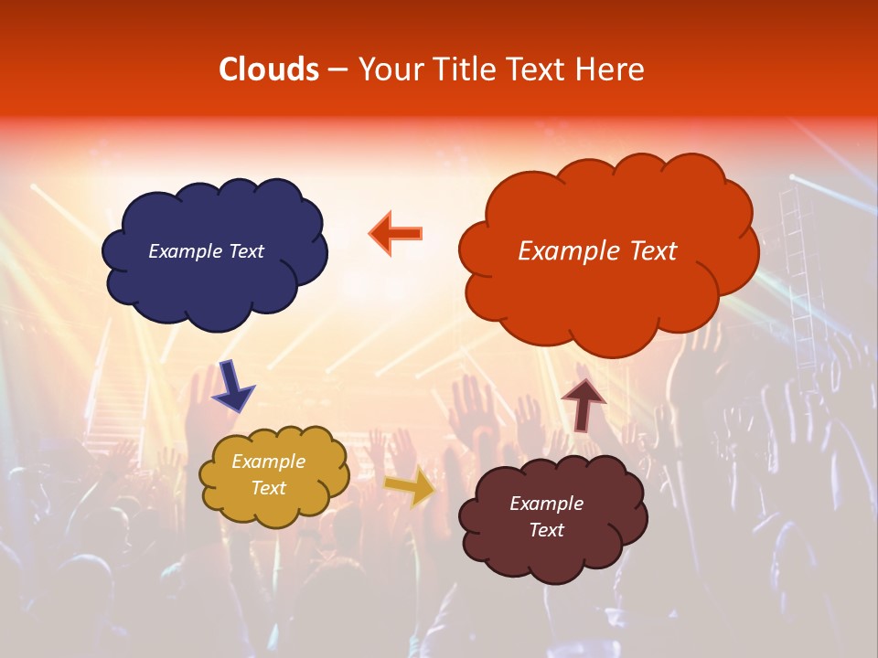 A Crowd Of People At A Concert With Their Hands Up PowerPoint Template