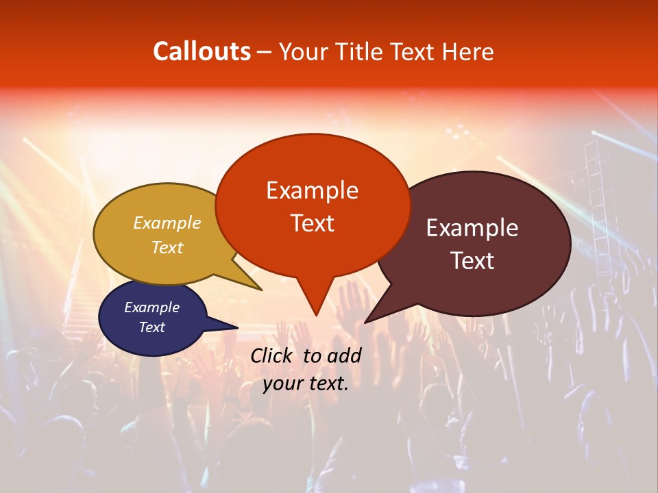 A Crowd Of People At A Concert With Their Hands Up PowerPoint Template