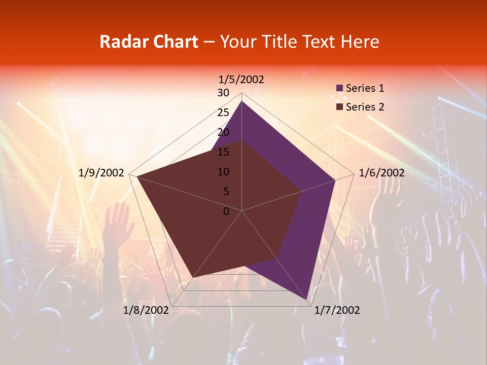 A Crowd Of People At A Concert With Their Hands Up PowerPoint Template