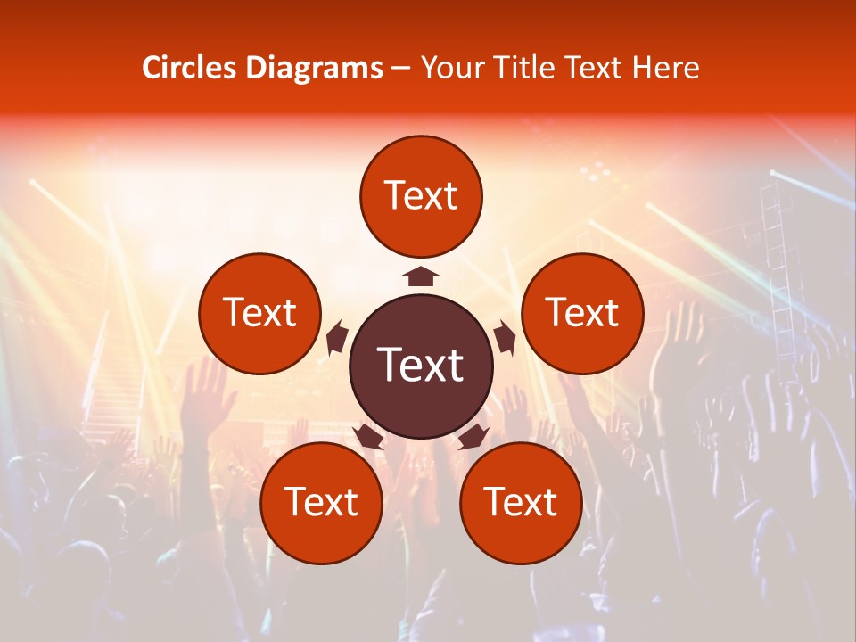 A Crowd Of People At A Concert With Their Hands Up PowerPoint Template