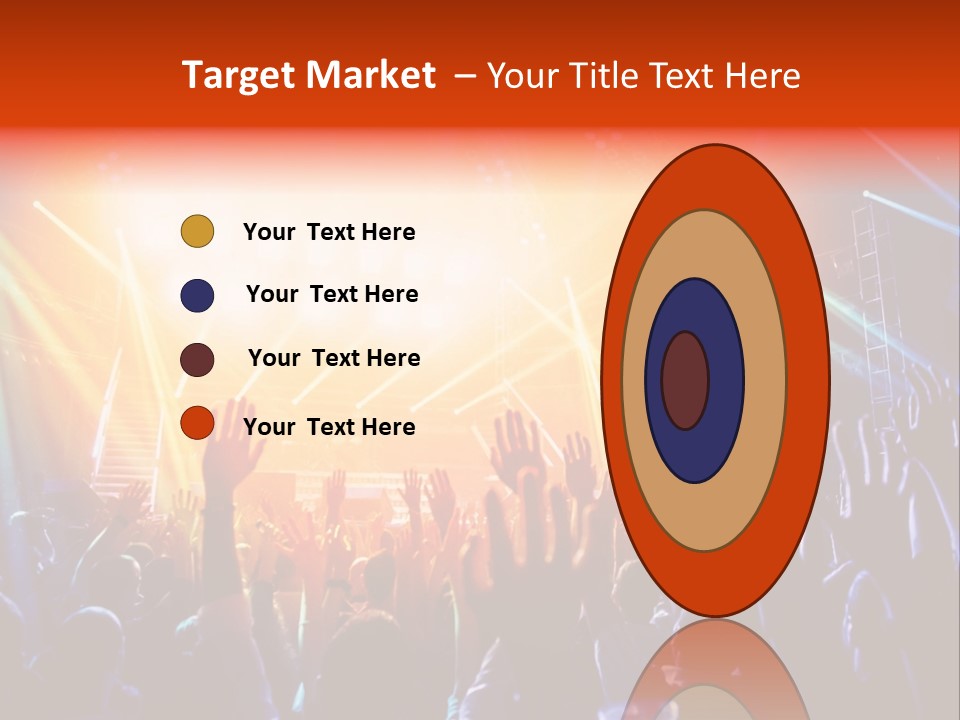 A Crowd Of People At A Concert With Their Hands Up PowerPoint Template