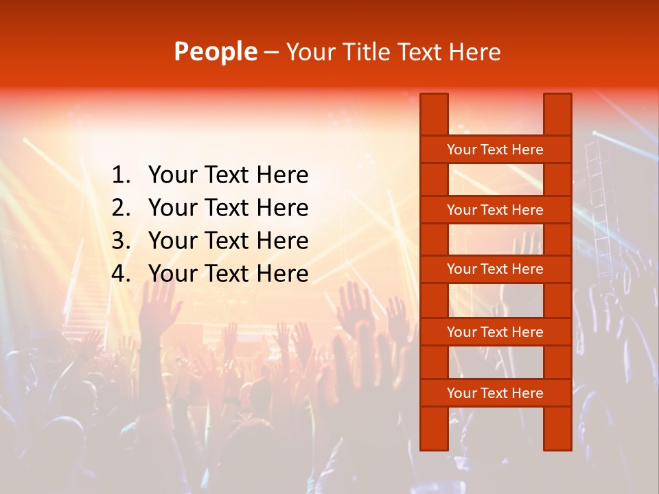 A Crowd Of People At A Concert With Their Hands Up PowerPoint Template