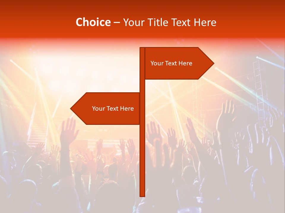 A Crowd Of People At A Concert With Their Hands Up PowerPoint Template