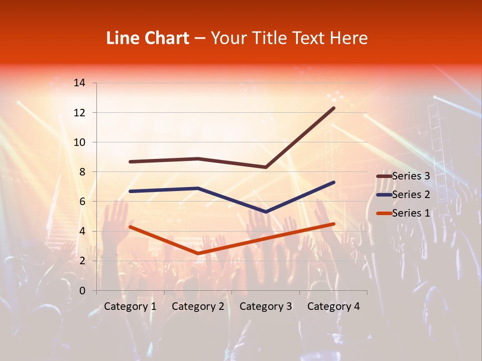 A Crowd Of People At A Concert With Their Hands Up PowerPoint Template