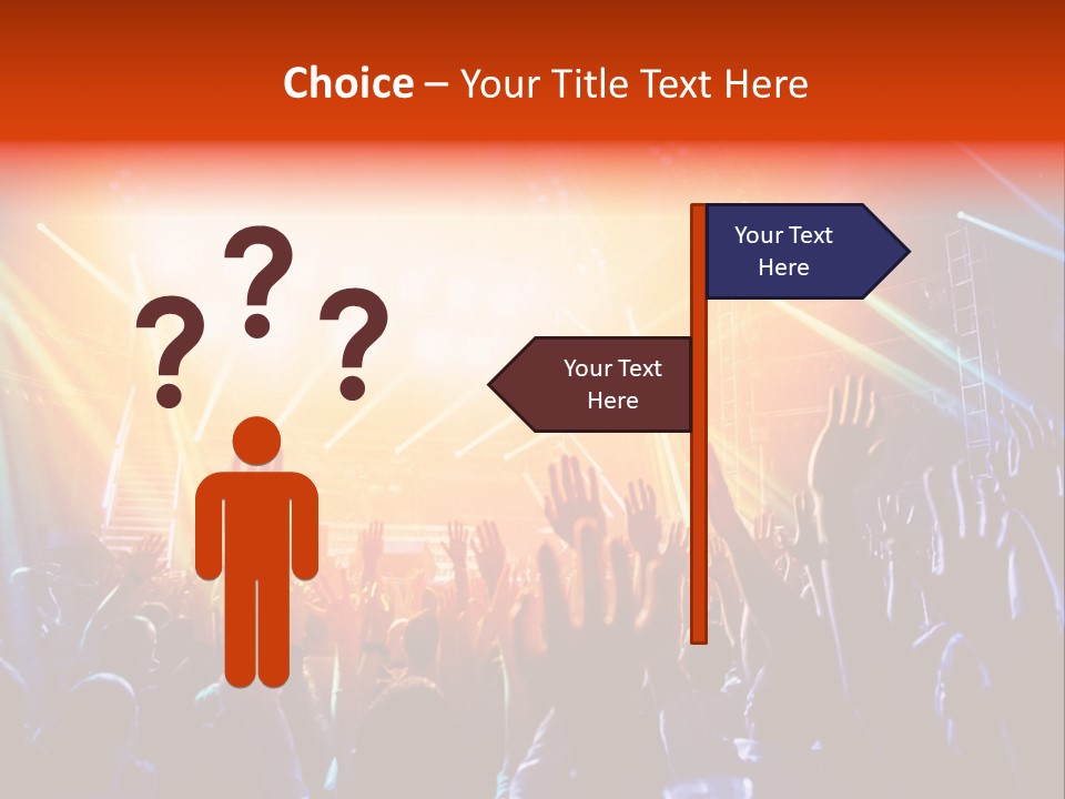 A Crowd Of People At A Concert With Their Hands Up PowerPoint Template