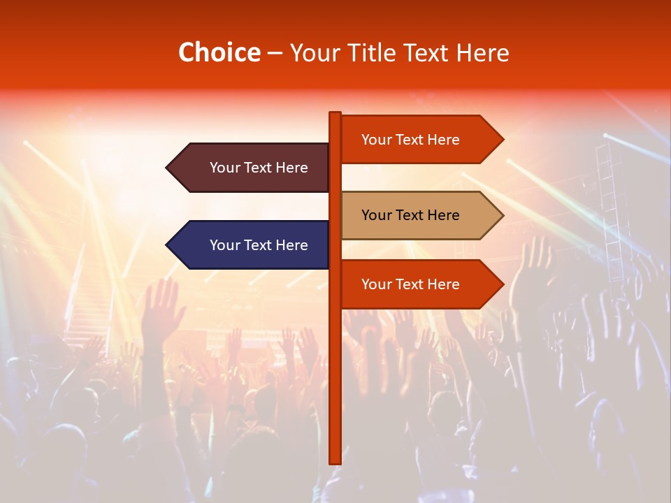 A Crowd Of People At A Concert With Their Hands Up PowerPoint Template