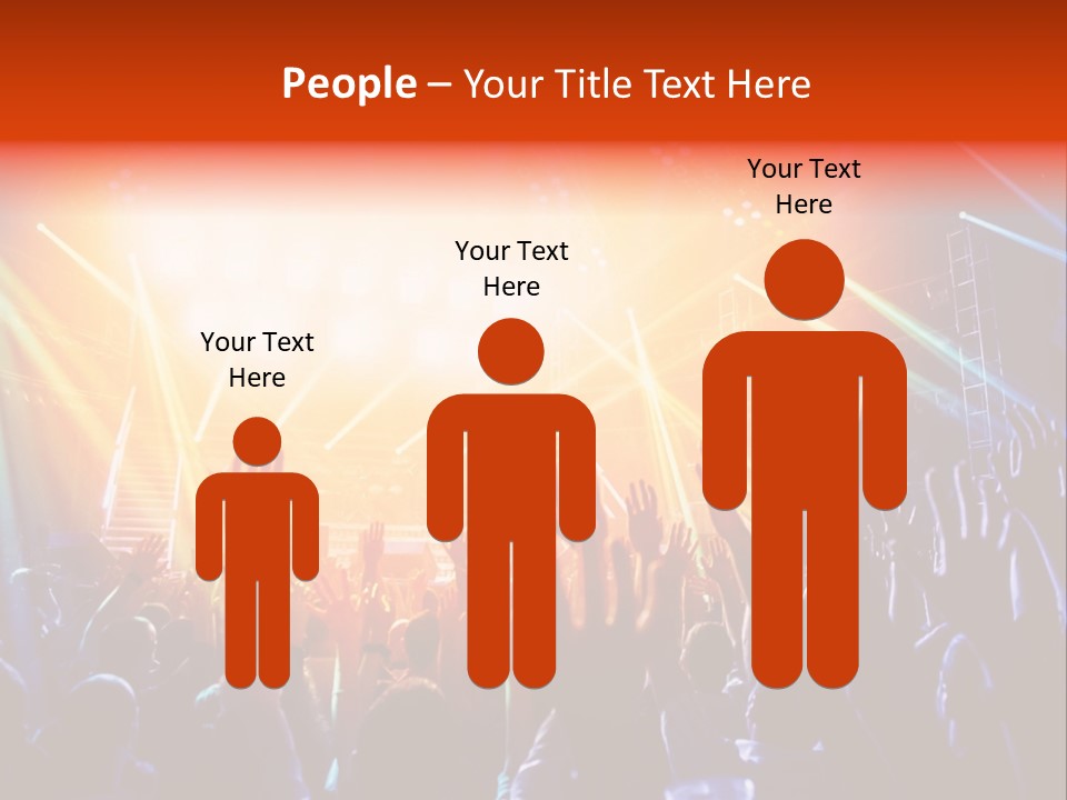 A Crowd Of People At A Concert With Their Hands Up PowerPoint Template