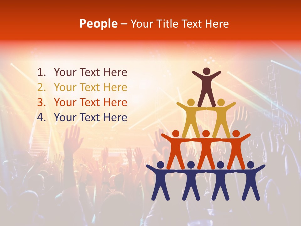 A Crowd Of People At A Concert With Their Hands Up PowerPoint Template