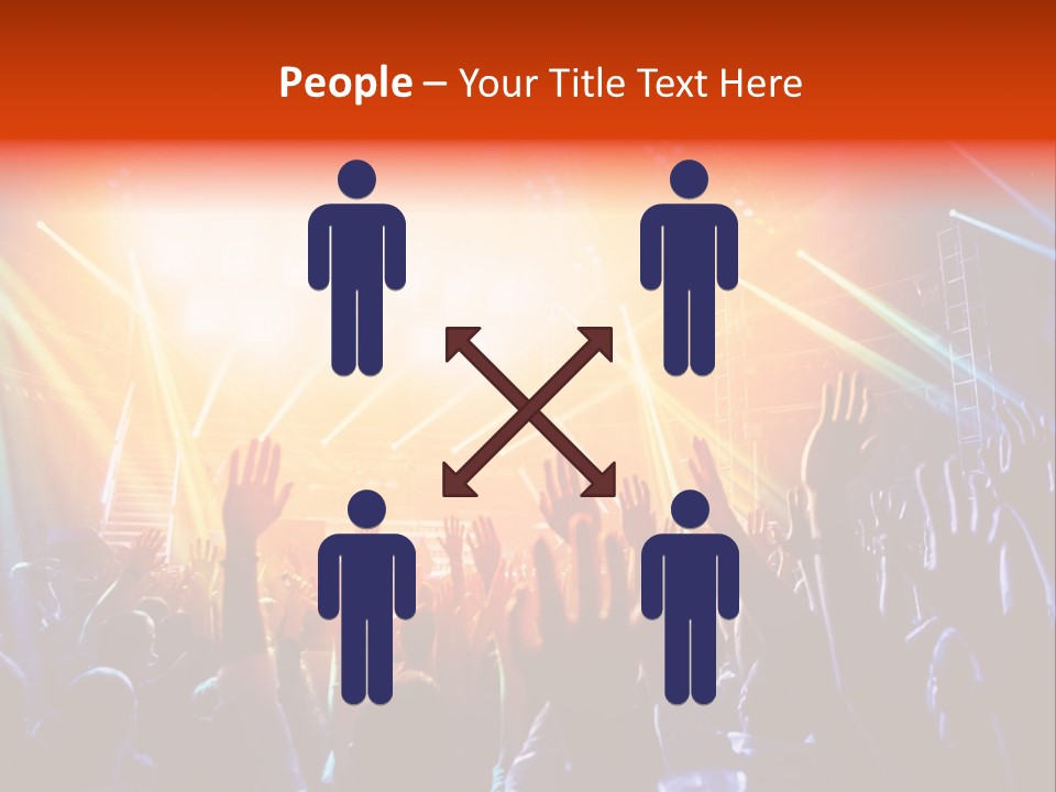 A Crowd Of People At A Concert With Their Hands Up PowerPoint Template
