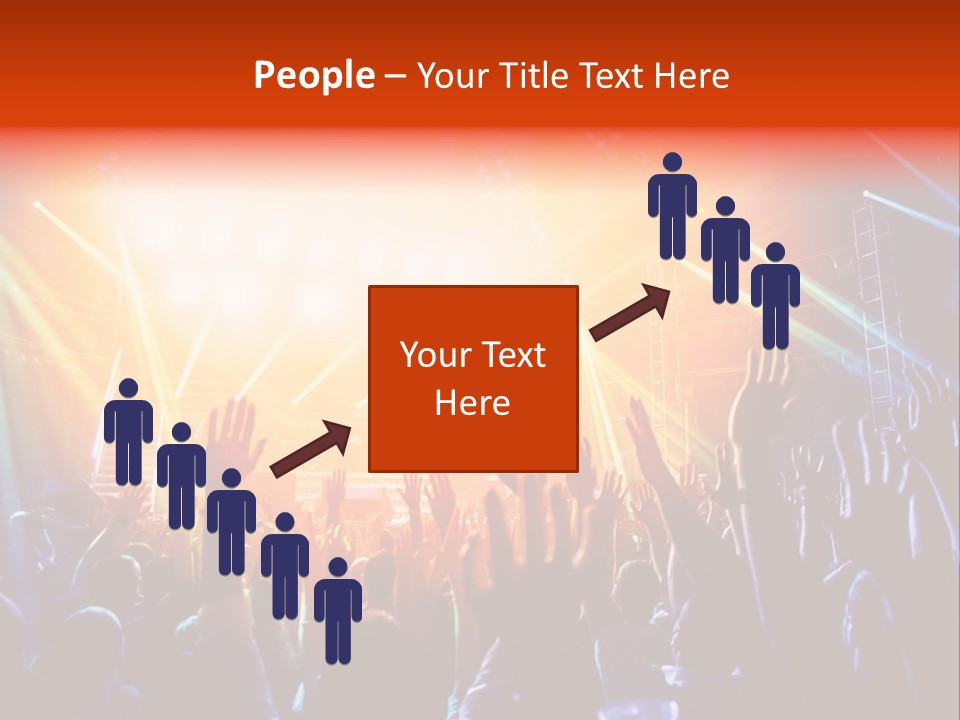 A Crowd Of People At A Concert With Their Hands Up PowerPoint Template